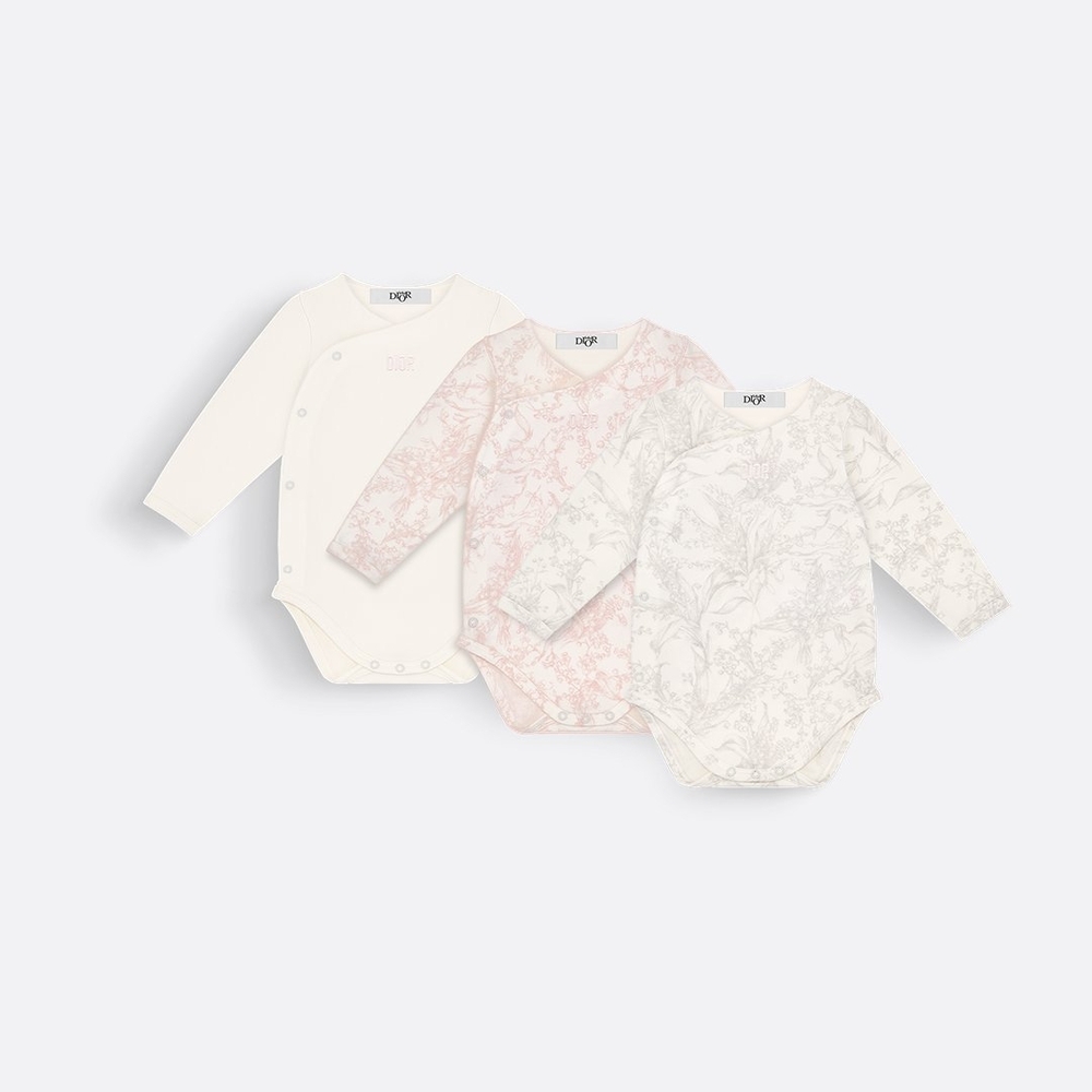 NWT Baby Dior Gift Set with Three Long-Sleeved Onesies